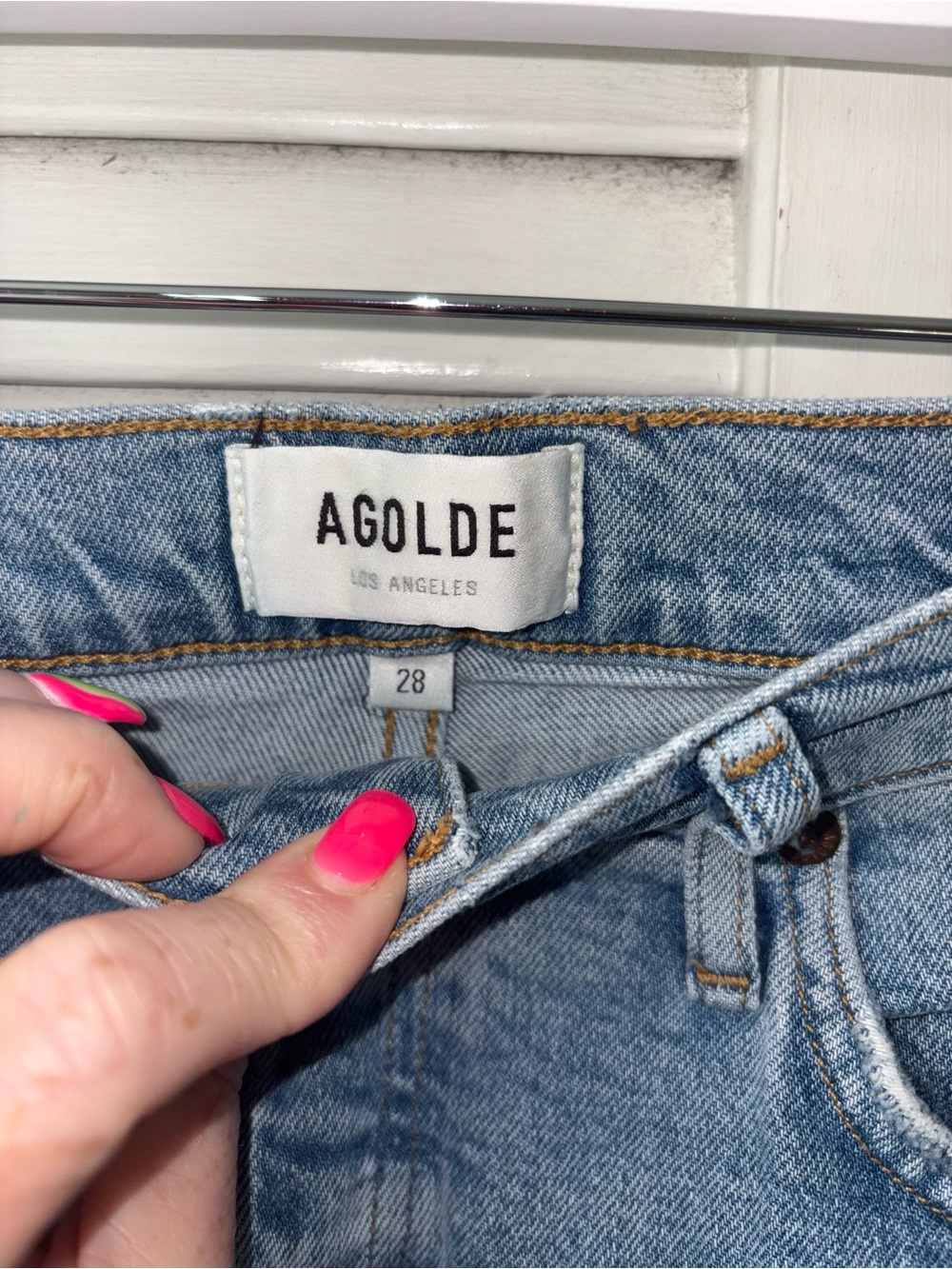 AGOLDE Riley High Rise Straight Crop Jeans 28 Light Wash Organic Cotton - Picture 3 of 5